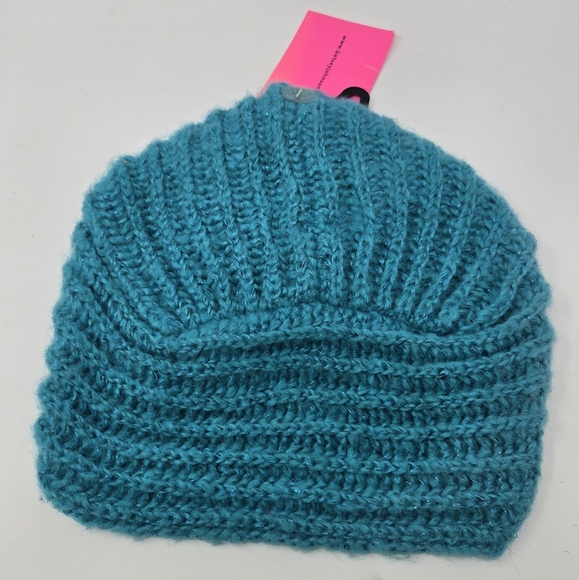 NWT BETSEY JOHNSON TEAL BEJEWELED SPARKLES BEANIE HEAD WRAP TURBAN HAT WOMEN OS - Picture 12 of 12